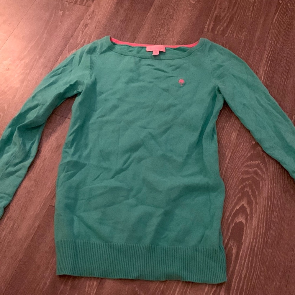 XS Teal Lilly Pulitzer Palm Tree Sweater